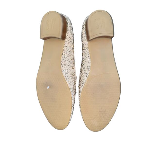 Stuart Weitzman Slipbeads Beige Blush Suede Gold Studded Loafer Flats size 7.5 - Picture 5 of 11